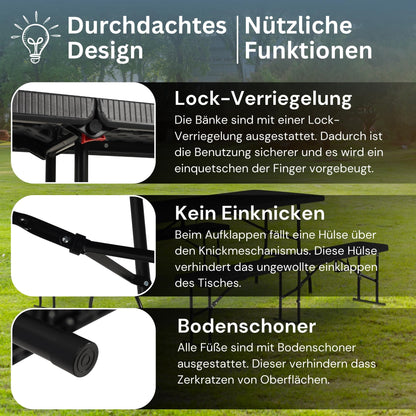 Albatros Bierzeltgarnitur 3-teilig klappbar - Rattan-Optik Schwarz