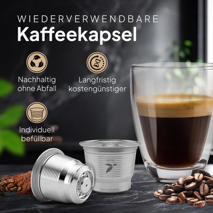 mahona Nachfüllbare Espressokapseln Edelstahl für Nespresso, 2 Stück