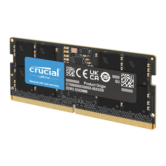Crucial CT32G52C42S5 DDR5 RAM SODIMM - 32GB 5200MHz, ein grüner Riegel zur flüchtigen Datenspeicherung in Laptops.