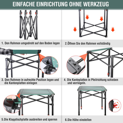 VILLEY Faltbarer Aluminium Campingtisch – mit Tragetasche