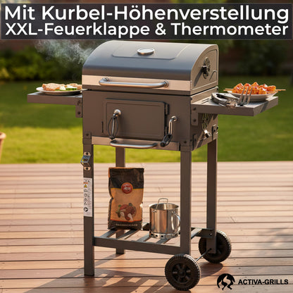 ACTIVA Holzkohlegrill Angular Smart mit Deckel und Thermometer