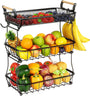 Miyawell Obstkorb 3 Ebenen mit Bananenhalter, Metall, schwarz