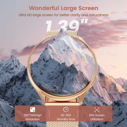 SLOKSFil S53 Smartwatch Damen mit Telefonfunktion, Roségold