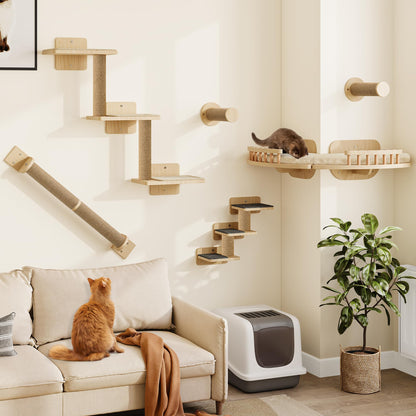 YITAHOME Katzen Kletterwand Set aus Holz – 7-teilige Katzenmöbel