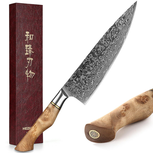 HEZHEN Kochmesser Gyuto Professional 21cm Damaststahl