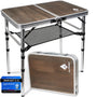 ALPINEZ Campingtisch klappbar, höhenverstellbar, 60 x 40 cm, Aluminium mit MDF-Tischplatte und Netzablage