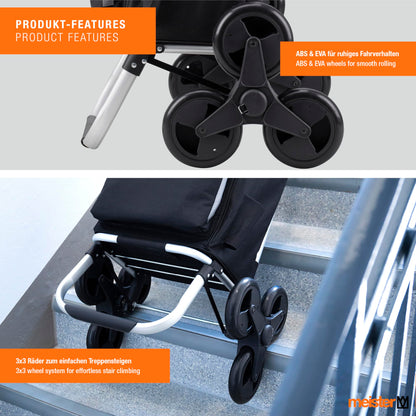 Meister Treppensteiger Einkaufstrolley Schwarz 54+5 L Einkaufsroller