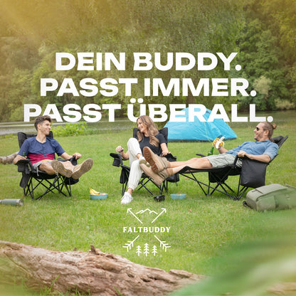 Faltbuddy Campingstuhl 2in1 faltbar mit Liegefunktion, bis 180 kg