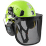GREEN DEVIL Kettensägen-Schutzhelm 3-in-1 Helmset EN397 & EN 352-3: Grüner Schutzhelm mit Gehörschutz und Visier zum Schutz bei Forstarbeiten.