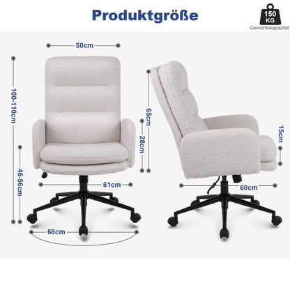 Youhauchair Kaschmir Schreibtischstuhl Ergonomisch - Creme