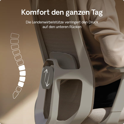 Desktronic SitOne Ergonomischer Bürostuhl mit Lendenwirbelstütze – Grau