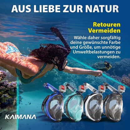 KAIMANA K005 Vollgesichts-Schnorchelmaske für Erwachsene & Kinder