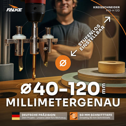 Falke Kreisschneider FKS-H 120 - Verstellbare Universal Lochsäge