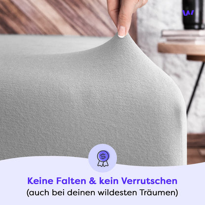 Wolkenfeld Spannbettlaken Frida 200x220–220x240 cm Jersey hellgrau