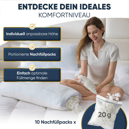 Schlummerglanz Memory Foam Nackenkissen 40x80 cm höhenverstellbar