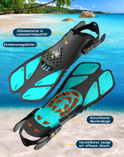 Zenoplige Schnorchelset Erwachsene 3-in-1 mit Tauchmaske und Flossen