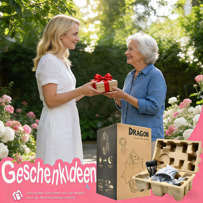Yeomoo Drachenfigur mit Solarleuchte, Gartendeko wetterfest, grau