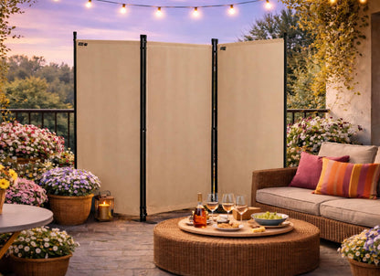 QUICK STAR Paravent 3-teilig 170 x 165 cm Beige Sichtschutz