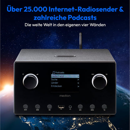 MEDION P85444 2.1 Internetradio Subwoofer DAB+ WLAN schwarz