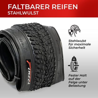 Fincci Fahrradreifen 20 x 1.95 Zoll faltbar, 2er-Set mit Schläuchen