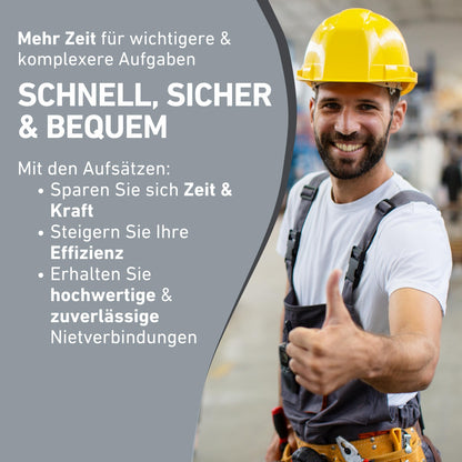 Fortum 2-in-1 Nietaufsatz Blindnieten & Nietmuttern für Akkuschrauber