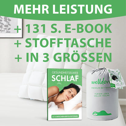 Welldora Premium Daunenfedern Kopfkissen ergonomisch 40x80 – mittelfest