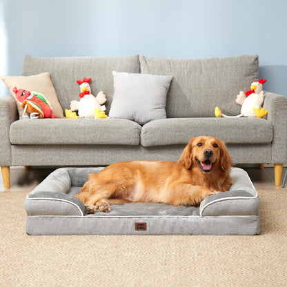 EHEYCIGA Orthopädisches Hundebett Memory Foam waschbar 91x68cm Grau