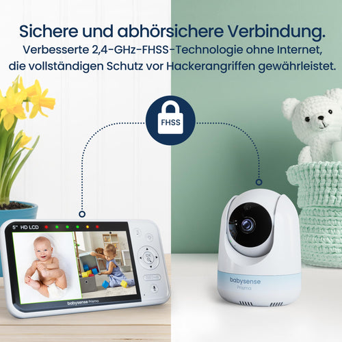 Babysense Babyphone mit Kamera, 5 Zoll HD-Display und Nachtlicht inklusive Kamera- und Monitoreinheit