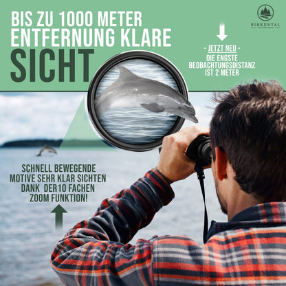 Birkental Fernglas 10x50 Schwarz wasserdicht inkl. Zubehör