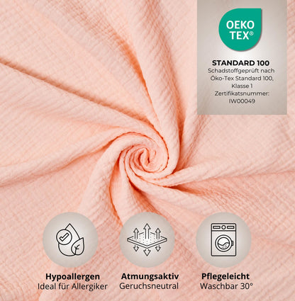 ALAVYA HOME Hausbett Deko Set 3-tlg Bio-Musselin Kinderzimmer - Hellrosa