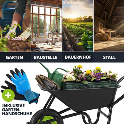 Juskys Garden 100L Schubkarre - verzinkt, Luftreifen Schwarz