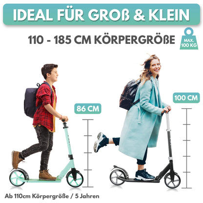 Rollkönig Cityroller faltbar – Grosse Räder für Kinder & Erwachsene