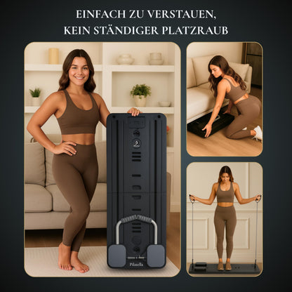 Pilatella Pilates Board faltbar, 5-in-1 Reformer für Zuhause, schwarz