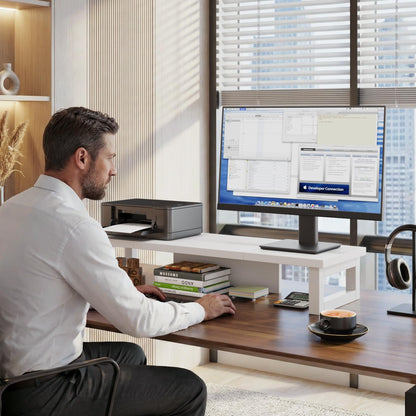 OYRREU Monitorerhöhung Schreibtisch für 2 Monitore, 91 x 26 cm, Weiss