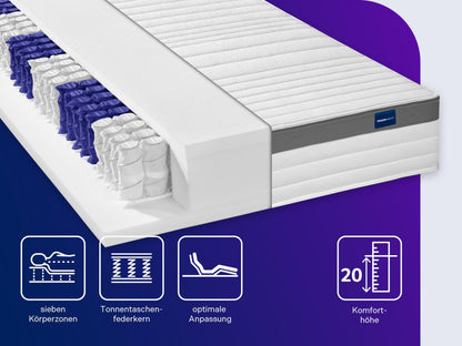 Traumnacht Premium 7-Zonen Tonnentaschenfederkernmatratze - H4, 140x200