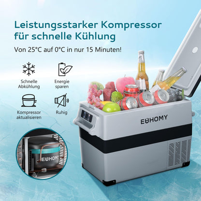 EUHOMY Kompressor Kühlbox 40L CF-45 mit App-Steuerung, 12V/24V