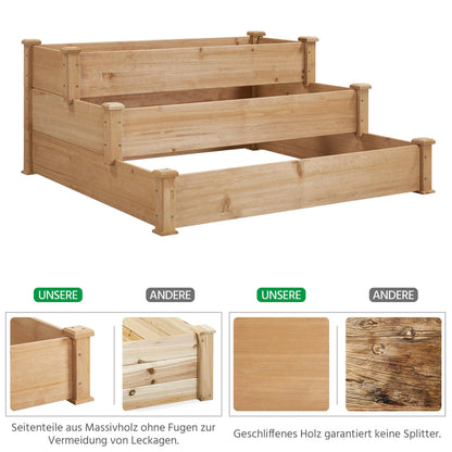 Yaheetech Hochbeet aus Holz, 3-stufige Blumentreppe, 120 x 120 x 56 cm