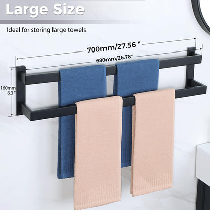 SAYAYO Handtuchhalter Doppelt Edelstahl - Schwarz 70cm