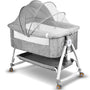 NIKYJM Beistellbett Baby 3-in-1 – Stubenwagen & Reisebett. Rechteckig, grau. Dient als Beistellbett, Stubenwagen und Reisebett.