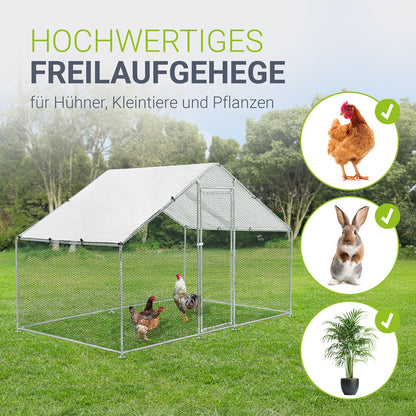 Juskys Freilaufgehege 3x2x2m – Begehbarer Hühnerstall aus Metall