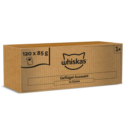 Whiskas Nassfutter in Gelee für Katzen, Geflügel Auswahl, 120 x 85 g