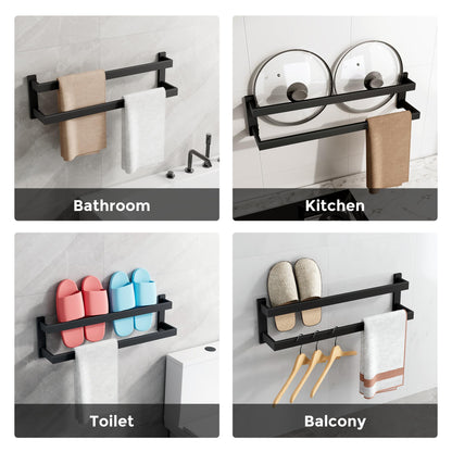 SAYAYO Handtuchhalter Doppelt Edelstahl - Schwarz 70cm