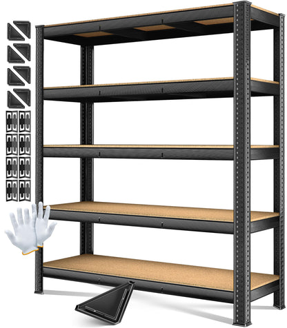 MASKO Schwerlastregal 180x160x60 cm, 5 Böden, 1500 kg, schwarz aus Stahl mit MDF-Einlegeböden
