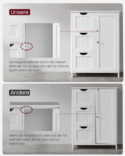 VASAGLE Badezimmerschrank schmal mit 3 Schubladen, vintagebraun