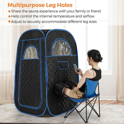 HOMASIS Dampfsauna tragbar Heimsauna Set – Schwarz