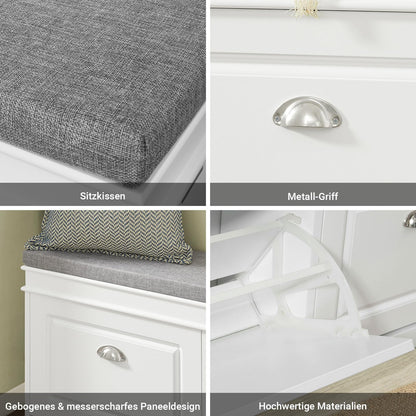 SoBuy FSR64-W Schuhbank mit Sitzfläche, Stauraum - Weiss