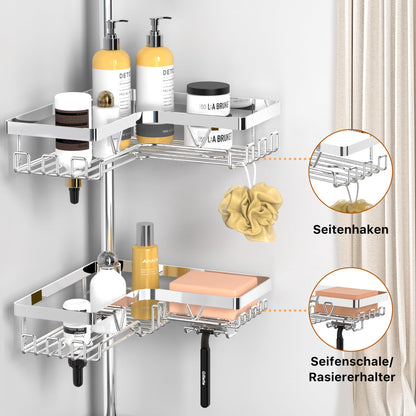 Kegii Teleskop Duschregal Eckregal Chrom - Ohne Bohren
