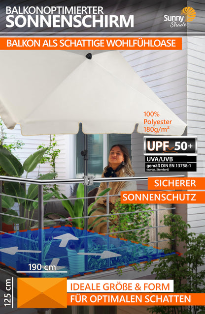 4smile SunnyShade Sonnenschirm Balkon 3-in-1 Set 200 x 125 cm Beige