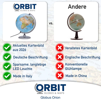 ORBIT GLOBES & MAPS Leuchtglobus 30 cm mit LED-Beleuchtung, deutsch