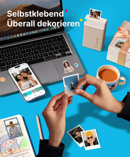 Liene Pearl N200 Pro Mini Fotodrucker mit 50 Fotos und 5 Farbbändern